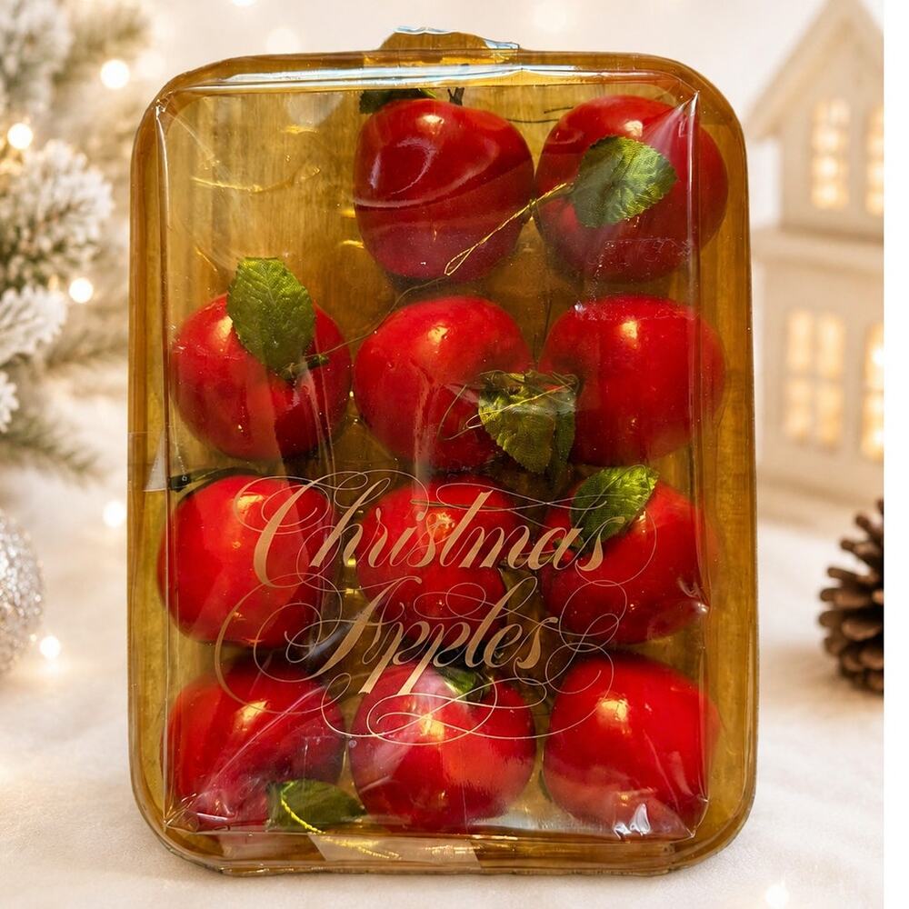 Vintage JC Penney Christmas Apples Ornaments Taiwan Farmhouse Holiday Decor